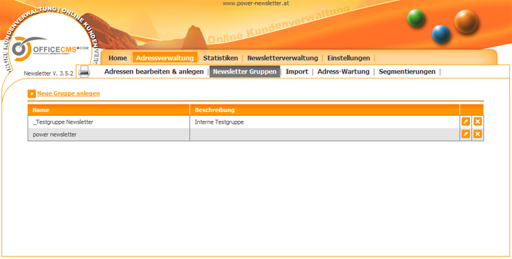 Newsletter versenden - Gruppen erstellen oder bearbeiten